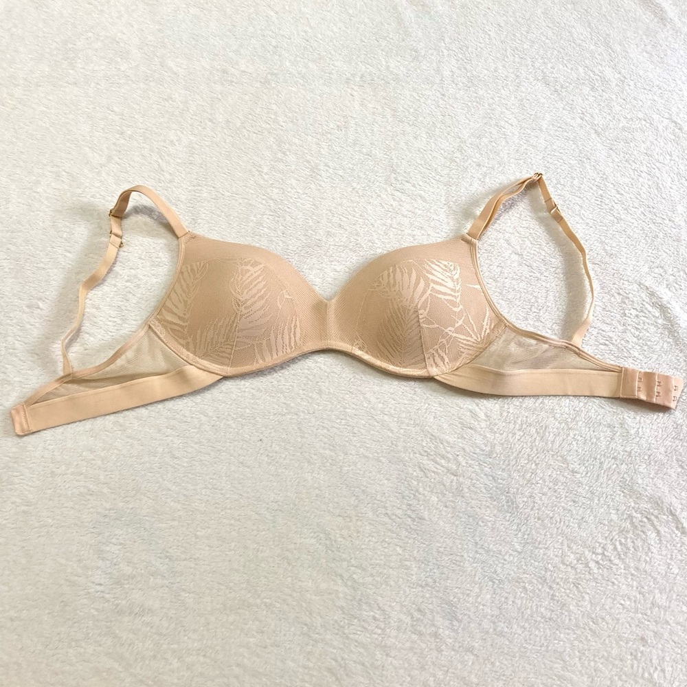NWOT Lively Smooth Lace No-Wire Push-Up Bra 34C in Toasted Almond